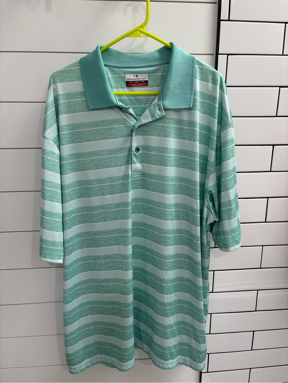 Grand Slam Mint & White Horizontal Stripe Polo